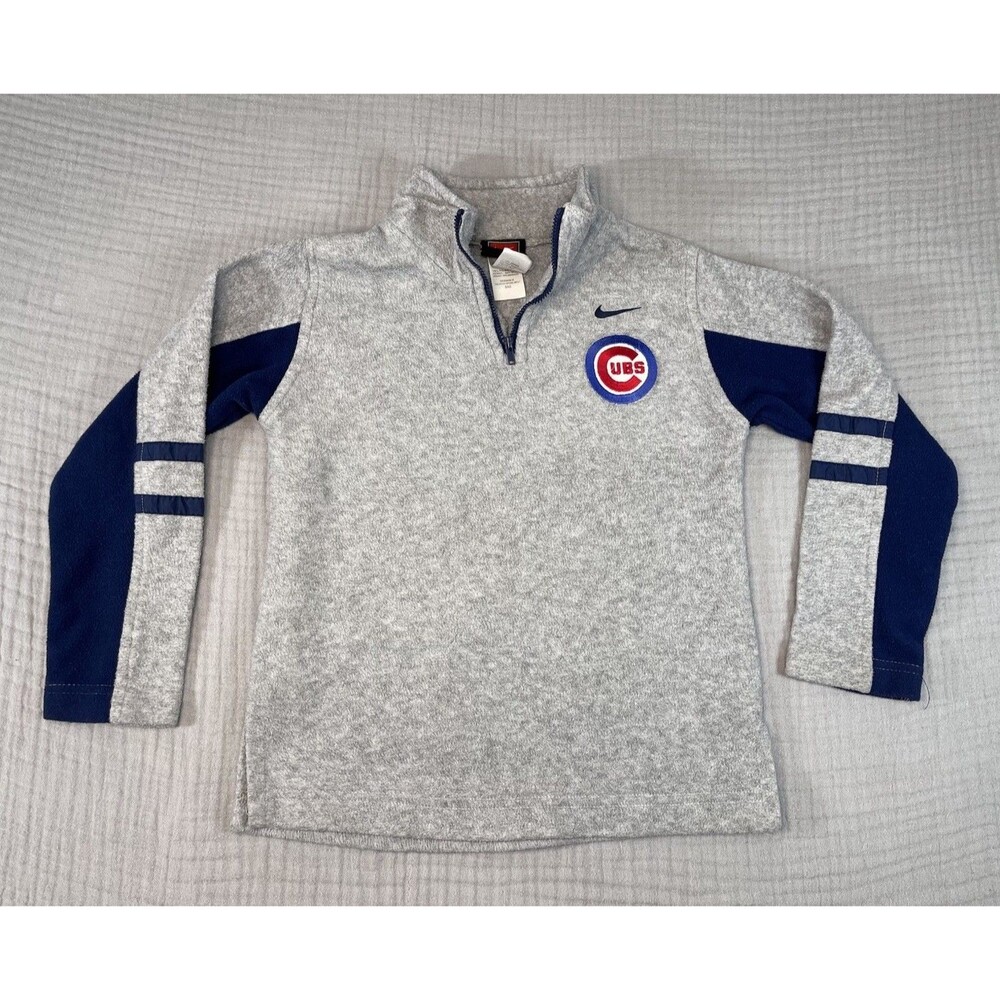Vtg Nike Team Chicago Cubs Fleece Sweatshirt Youth Boys 7 Y2K 90s Logo Spring